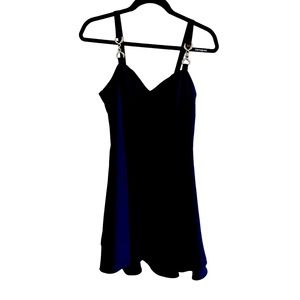 CDC Black Cocktail Dress with Gold Jeweled Accent Straps Size 4 EUC